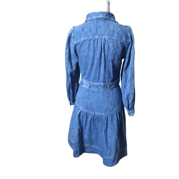 Anthropologie Size 2 Cassidy Denim Mini Dress 3/4 Sleeve Boho Collared Festival - Picture 6 of 9